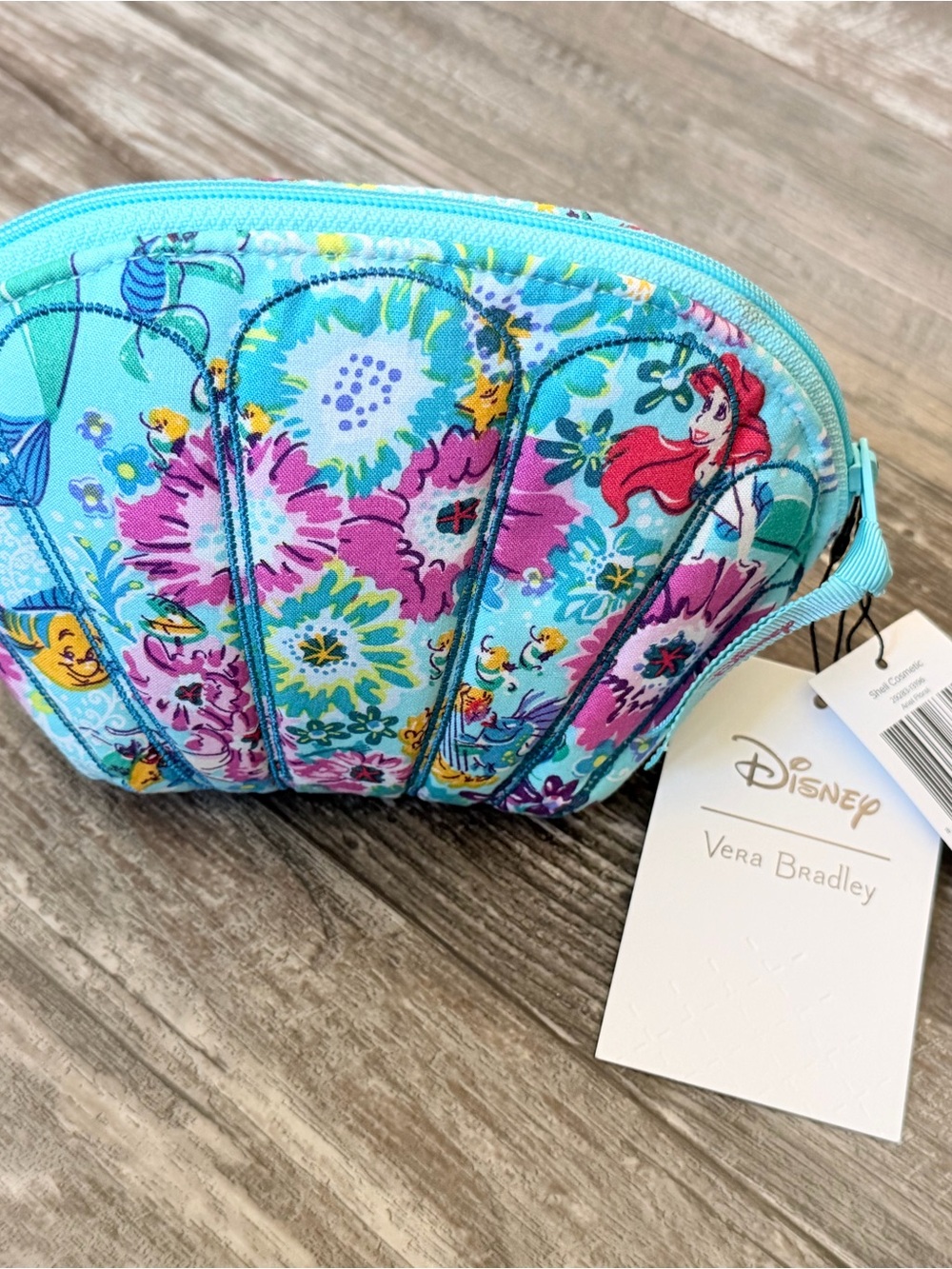 Vera Bradley Disney Ariel Floral Aqua Quilted Kids Pouch
